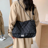 Retro Ladies Tote Bag Diamond Lattice Shoulder Bag