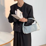 Vintage Denim Chain Messenger Tote Bag for Women
