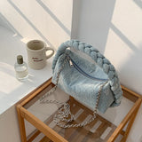 Vintage Denim Chain Messenger Tote Bag for Women