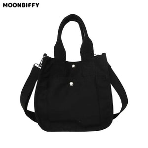 Canvas Casual Tote Student Shoulder Bag Magnetic Buckle Crossbody Bag