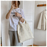 Canvas Shoulder Tote Bag Minimalist Style Large Women Reusable Purse
