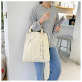 Canvas Shoulder Tote Bag Minimalist Style Large Women Reusable Purse