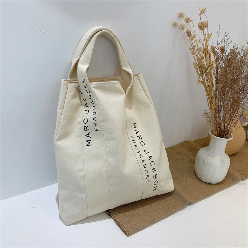 Canvas Shoulder Tote Bag Minimalist Style Large Women Reusable Purse