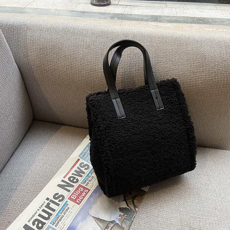 Lamb Hair Tote Bag Solid Color Shoulder Messenger Bag