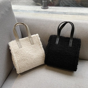 Lamb Hair Tote Bag Solid Color Shoulder Messenger Bag