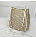 Boho Woven Straw Bucket Bag Beach Messenger One-shoulder Casual Bag
