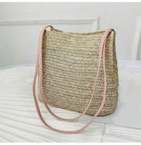 Boho Woven Straw Bucket Bag Beach Messenger One-shoulder Casual Bag