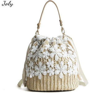 Straw Lace Woven Sling Bag Beige Women One Size