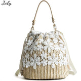 Straw Lace Woven Sling Bag Beige Women One Size