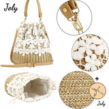 Straw Lace Woven Sling Bag Beige Women One Size