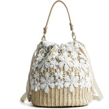 Straw Lace Woven Sling Bag Beige Women One Size
