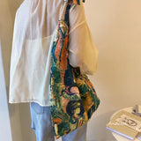 Retro Painted Girl Canvas Bag Shoulder Bags Large Capacity