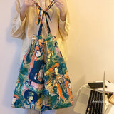 Retro Painted Girl Canvas Bag Shoulder Bags Large Capacity