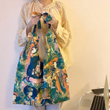 Retro Painted Girl Canvas Bag Shoulder Bags Large Capacity