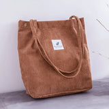 Eco-Friendly Corduroy Shopping Bag Foldable Tote Shoulder Bag