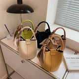 Women's Pu Leather Bucket Bag Set - Crossbody Shoulder Purses