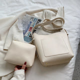 Vintage Leather Tote Bag Set for Women