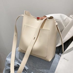 Vintage Leather Tote Bag Set for Women