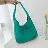 Canvas Shoulder Bag Women Solid Summer Tote Books Evening Shopper