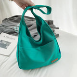 Canvas Shoulder Bag Women Solid Summer Tote Books Evening Shopper