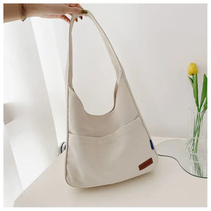 Canvas Shoulder Bag Women Solid Summer Tote Books Evening Shopper