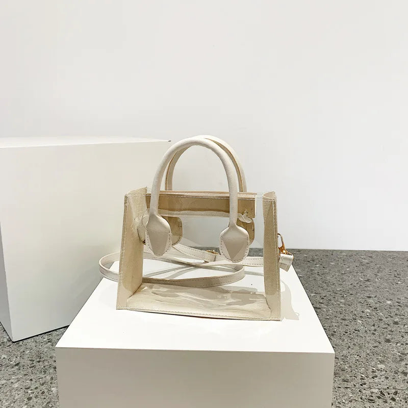 Spring Transparent PVC Jelly Mini Tote Bag Women's Shoulder Messenger