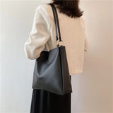 Women's Leather Shoulder Bag Solid PU Travel Top Handle Tote Bag