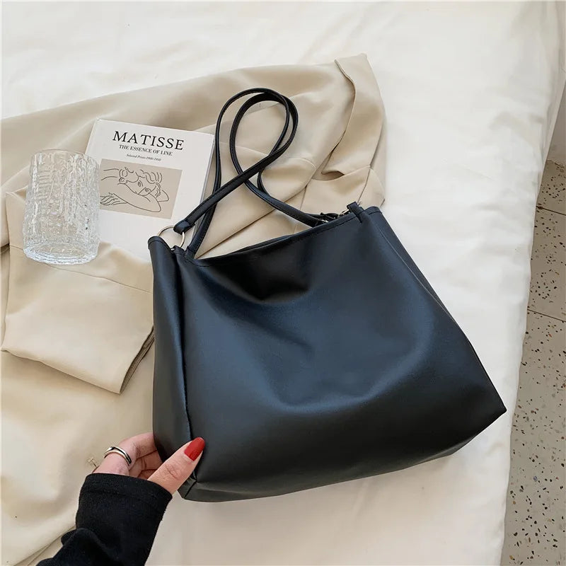 Women's Leather Shoulder Bag Solid PU Travel Top Handle Tote Bag