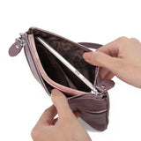 Women's Leather Key Case Pouch Clutch with Wrist Strap