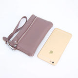 Women's Leather Key Case Pouch Clutch with Wrist Strap