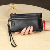 Women's Leather Key Case Pouch Clutch with Wrist Strap