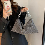 Women's Rhinestone Shoulder Bag Pu Leather Tote Handbags