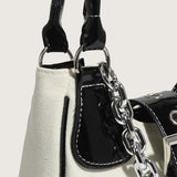 Canvas Shoulder Bags Girls Leather Chain Crossbody Bags