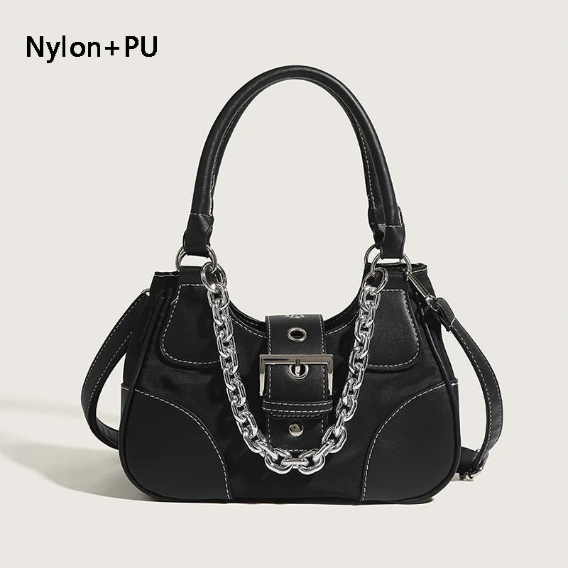 Canvas Shoulder Bags Girls Leather Chain Crossbody Bags