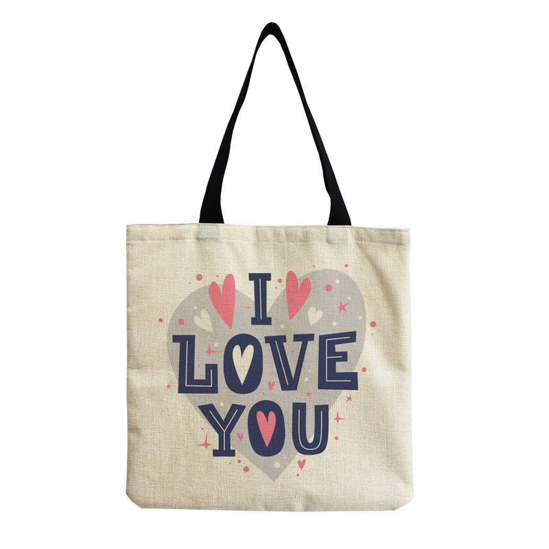 Eco Friendly Love Heart Print Shoulder Bag