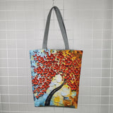 Cherry Blossom Oil Paint Tote Bag Reusable Eco Friendly High Capacity