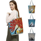 Cherry Blossom Oil Paint Tote Bag Reusable Eco Friendly High Capacity