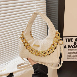 Thick Chain Shoulder Bags Texture High Messenger Bag PU Leather Tote Bag