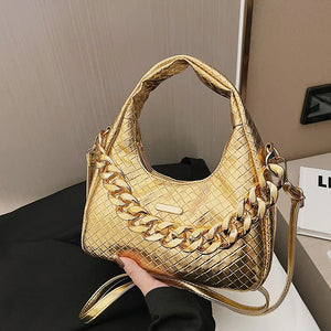 Thick Chain Shoulder Bags Texture High Messenger Bag PU Leather Tote Bag