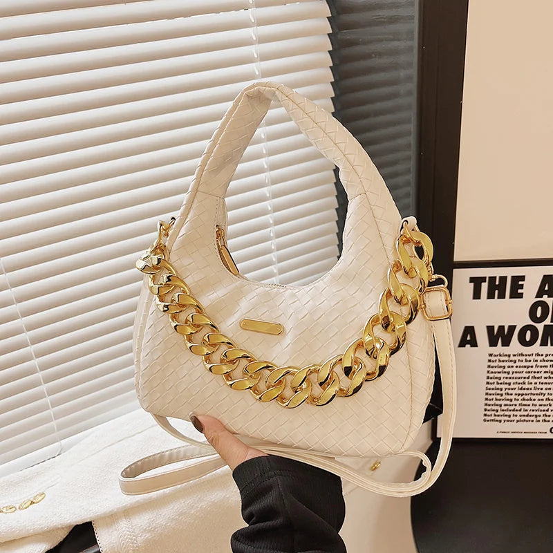 Thick Chain Shoulder Bags Texture High Messenger Bag PU Leather Tote Bag