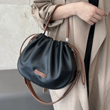 Large Capacity Women's Shoulder Bag Western Style Messenger Bucket Bag