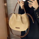 Large Capacity Women's Shoulder Bag Western Style Messenger Bucket Bag