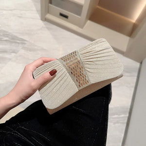 Rhinestone Evening Clutch Bag Silver Chain Crossbody Shining Diamond Party Purse