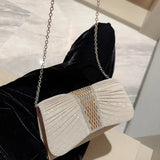 Rhinestone Evening Clutch Bag Silver Chain Crossbody Shining Diamond Party Purse