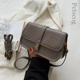 Stone Pattern Flap Hasp Shoulder Bag Brown Female Crossbody Bags