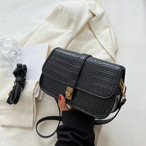 Stone Pattern Flap Hasp Shoulder Bag Brown Female Crossbody Bags