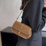 Stone Pattern Flap Hasp Shoulder Bag Brown Female Crossbody Bags