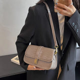 Stone Pattern Flap Hasp Shoulder Bag Brown Female Crossbody Bags