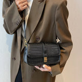 Stone Pattern Flap Hasp Shoulder Bag Brown Female Crossbody Bags