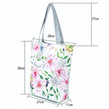 Floral Print Canvas Shoulder Bag Women High Capacity Shopping Handbag